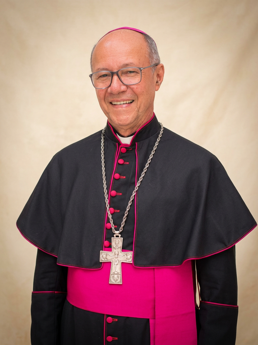 Dom João Gilberto de Moura, bispo diocesano de Lins, em vestes episcopais